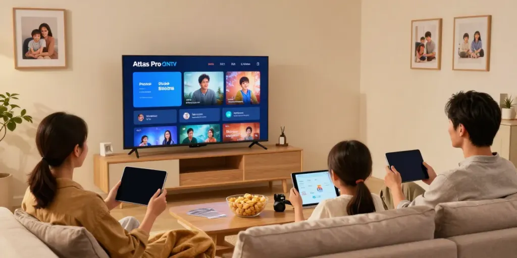 Profitez de l'expérience de divertissement avec atlas pro dans un salon moderne.
